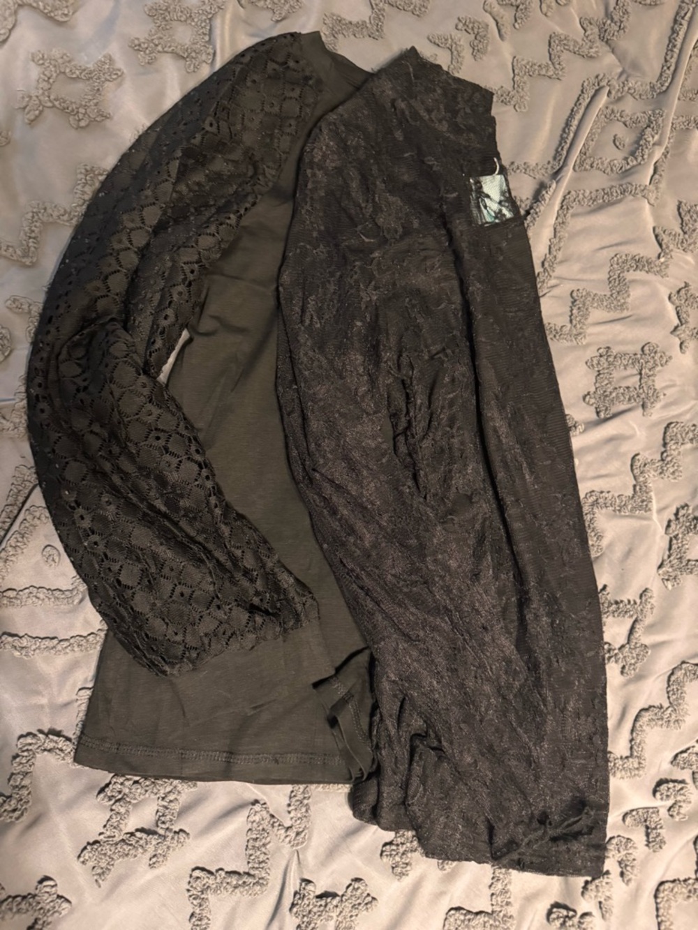 BUNDLE: 2 WIHOLL Black Lace Tops - Size M - Floral & Patchwork